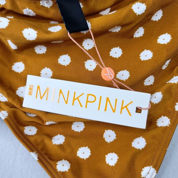 Minkpink Swim Medium Sana Brief High-Waist Bikini Bottom Polka Dot Ruffle Retro - Picture 4 of 5